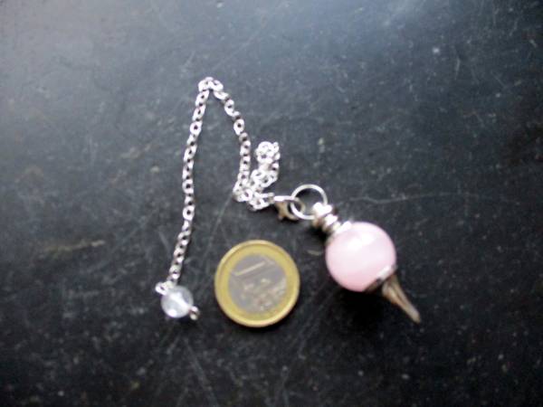 Pendel, Messing, Magie, Wicca, Esoterik, Rosenquarz,  Spitzpendel, Kugel