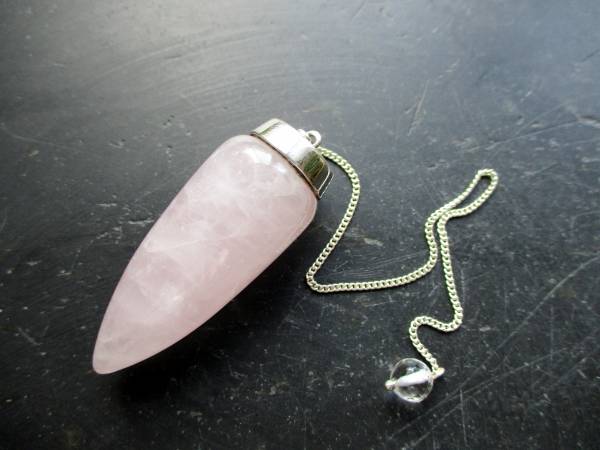 Pendel, Rosenquarz Pendel, Rosenquarz, Silber, maxi, Wicca, Spitzpendel
