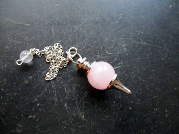 Pendel, Messing, Magie, Wicca, Esoterik, Rosenquarz,  Spitzpendel, Kugel