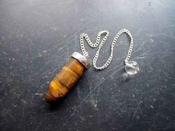Pendel, Spitzpendel, Tigerauge, Silber, Wicca, Schamane