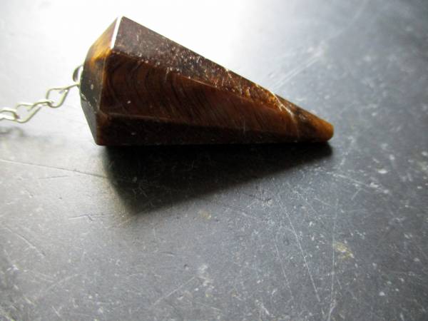 Pendel, Tigerauge, braun, Metall, Spitzpendel, Magie, Wicca, Schamane
