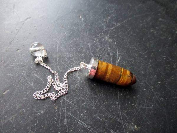 Pendel, Spitzpendel, Tigerauge, Silber, Wicca, Schamane