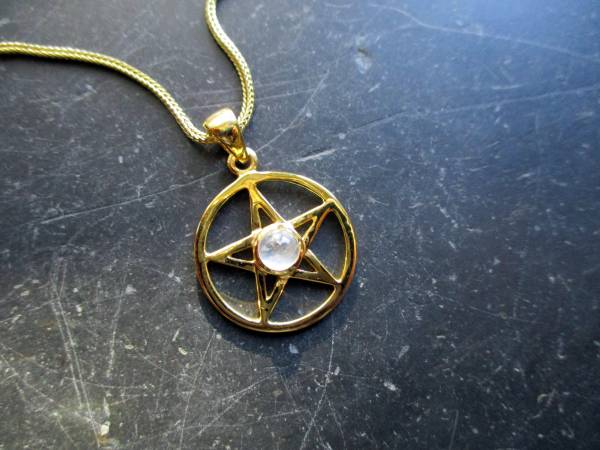 Anhänger, Sterlingsilber, vergoldet, Mondstein, Amulett, Schutz, Wicca