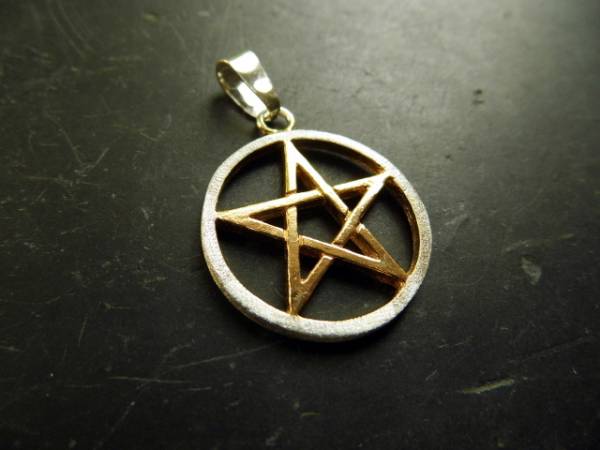 Anhänger, Pentragramm, Sterlingsilber, vergoldet, Schutz, Magie, Unisex