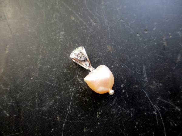 Anhänger, Sterlingsilber, Süsswasserperle, weiß, Zirkonia, zierlich, Frauen, Mädchen