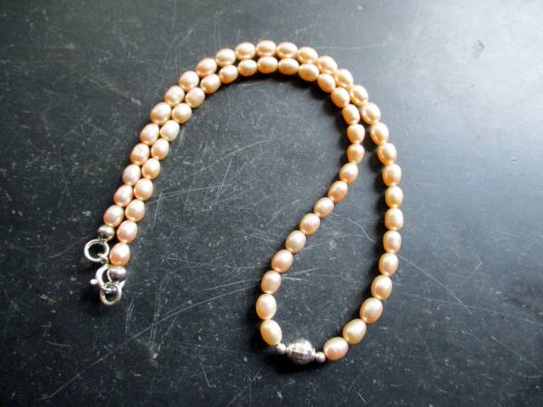 Kette, Perle, Süsswasserperle, Silberkugel, rosa, Braut, weiß, Hochzeit