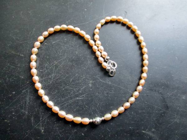 Kette, Perle, Süsswasserperle, Silberkugel, rosa, Braut, weiß, Hochzeit