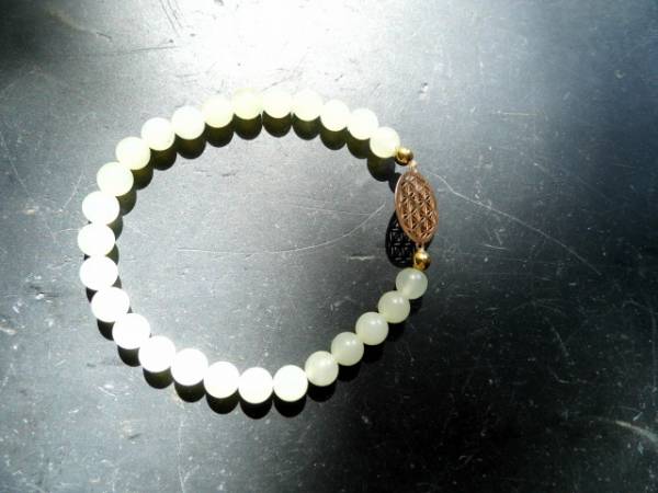 Armband, Symbolarmband, Prehnit, hellgrün, Blume des Lebens, Silber, vergoldet