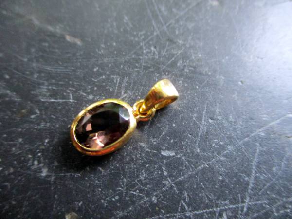 Anhänger, Sterlingsilber, vergoldet, facettiert, oval, schimmernd, klar, Schmuck, Frauen