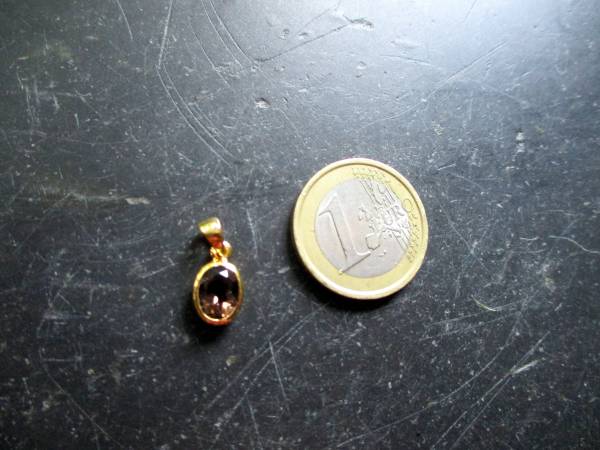 Anhänger, Sterlingsilber, vergoldet, facettiert, oval, schimmernd, klar, Schmuck, Frauen