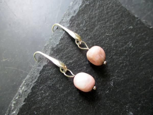 Ohrring, Hängeohrringe, Sterlingsilber, Rhodonit, hellrose, Schmuck, Frauen