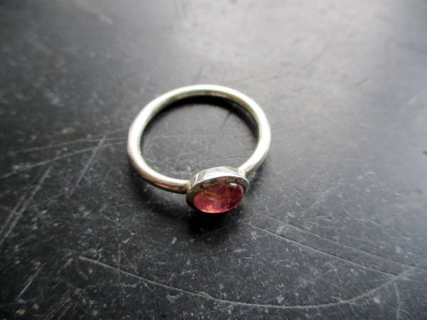 Silberring, mit rosa Turmalin, oval, Sterlingsilber, zierlich, Vorsteckring