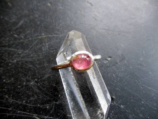 Silberring, mit rosa Turmalin, oval, Sterlingsilber, zierlich, Vorsteckring
