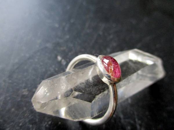 Silberring, mit rosa Turmalin, oval, Sterlingsilber, zierlich, Vorsteckring