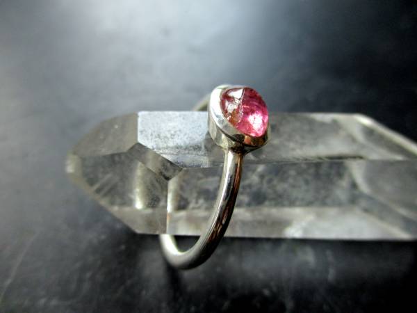 Silberring, mit rosa Turmalin, oval, Sterlingsilber, zierlich, Vorsteckring