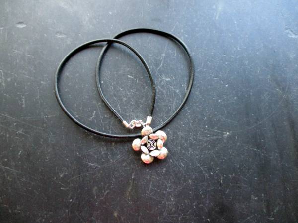 Anhänger, Sterlingsilber, Rose, Lederband, Dirndl, Tracht, Schmuck, Frauen Mädchen