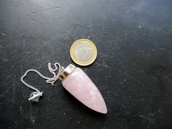 Pendel, Rosenquarz Pendel, Rosenquarz, Silber, maxi, Wicca, Spitzpendel