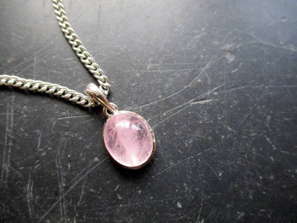 Anhänger, Rosenquarz, Sterlingsilber, oval,  rosa, Schmuck