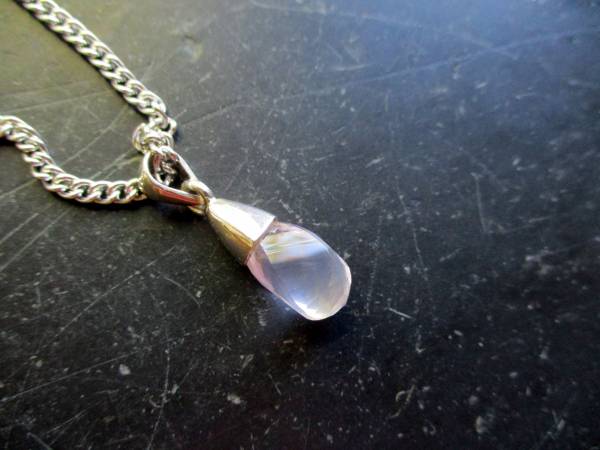 Anhänger, Sterlingsilber, Rosenquarz, facettiert, gedreht, weiß, Schmuck, Frauen