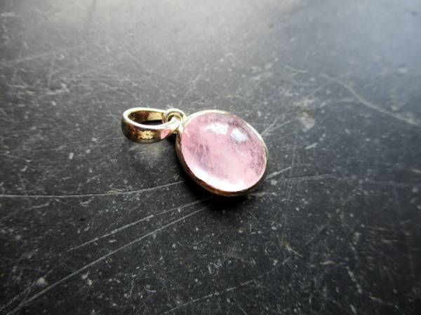 Anhänger, Rosenquarz, Sterlingsilber, oval,  rosa, Schmuck