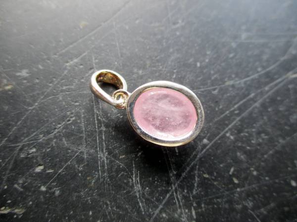 Anhänger, Rosenquarz, Sterlingsilber, oval,  rosa, Schmuck