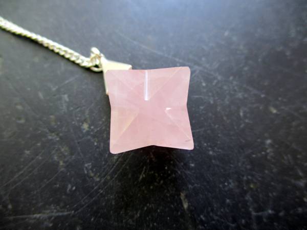 Pendel, Rosenquarz, Merkaba, Metall, Schamane, Wicca