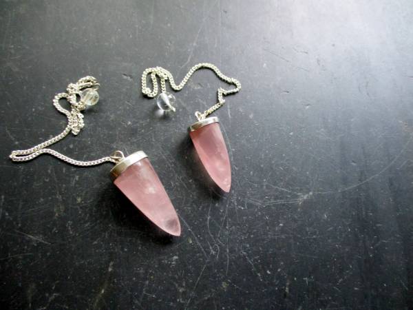 Pendel, Rosenquarz Pendel, Rosenquarz, Silber, Rosenquarzpendel, Wicca, Spitzpendel