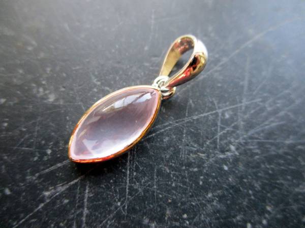 Anhänger, Sterlingslber, teilweise vergoldet, Rosenquarz, oval, Schmuck, Frauen, Mädchen
