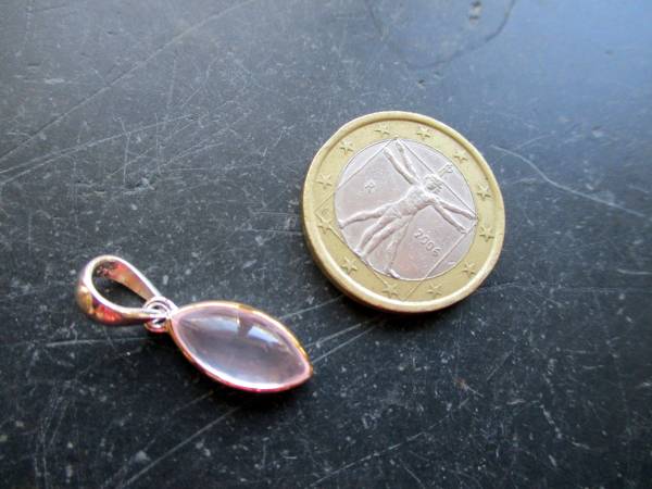 Anhänger, Sterlingslber, teilweise vergoldet, Rosenquarz, oval, Schmuck, Frauen, Mädchen