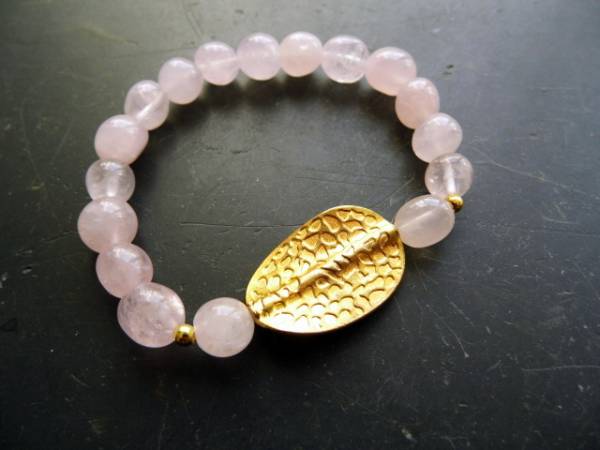 Armband, Rosenquarz, rosa, Ornament, goldfarben, Schmuck, Frauen