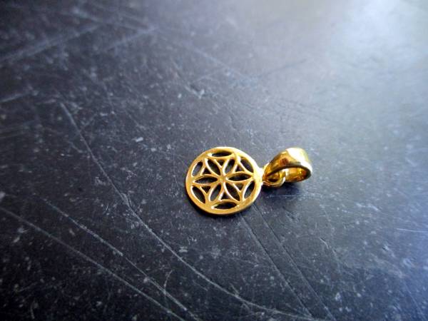 Blume des Lebens, Saat des Lebens, Anhänger, Silber, vergoldet, Symbol, Schmuck, klein