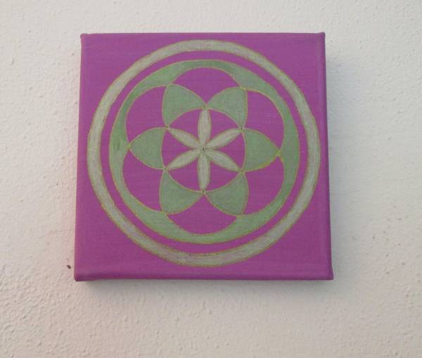 Symbolbild, Saat des Lebens, Acryl, Leinwand, handgemalt, 15 x 15