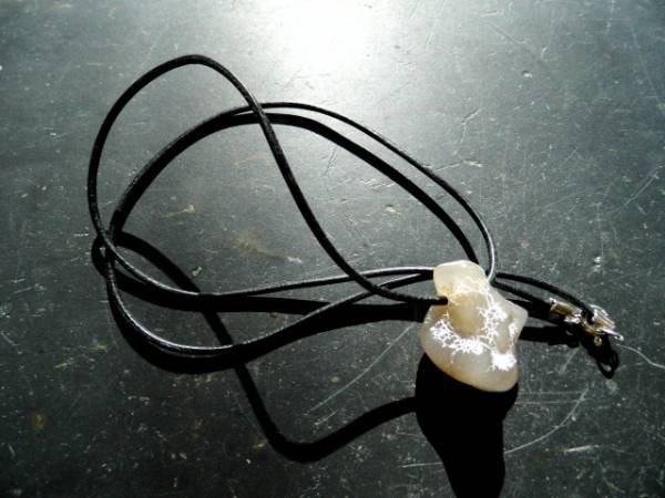 Kette, Anhänger, Lederband, Achat, Schlangenachat, Silber, Unisex