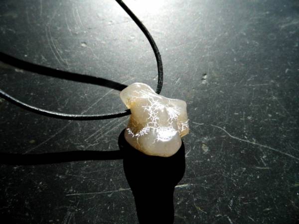 Kette, Anhänger, Lederband, Achat, Schlangenachat, Silber, Unisex