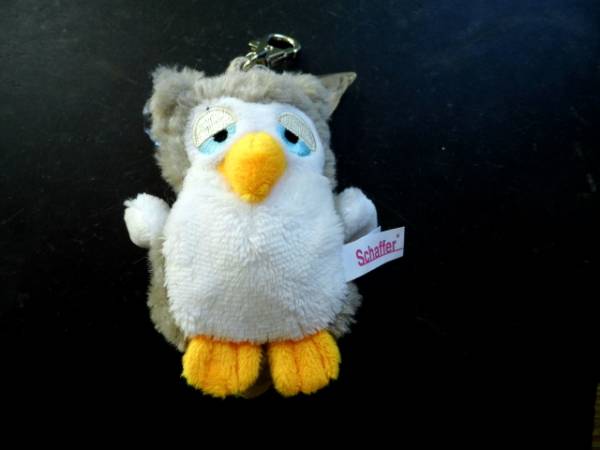 Schlüsselanhänger, Taschenanhänger, Anhänger, Rucksack, Eule, weiß, Plüsch, flauschig