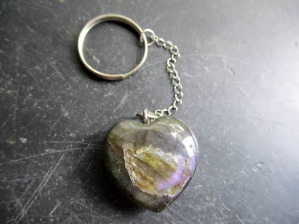 Schlüsselanhänger, Taschenanhänger, Labradorit, Metall, Edelstein, Taschenanhänger, Herz