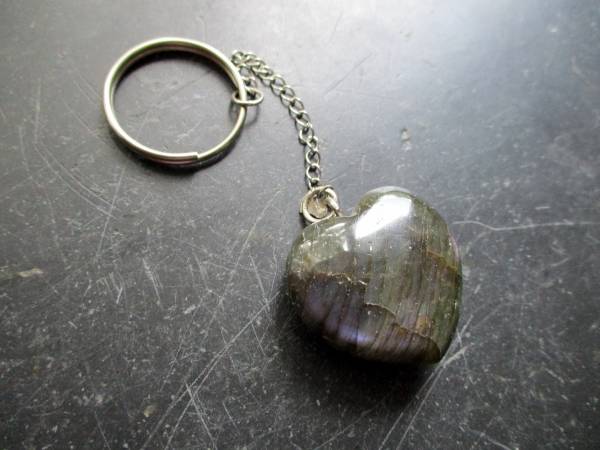 Schlüsselanhänger, Taschenanhänger, Labradorit, Metall, Edelstein, Taschenanhänger, Herz