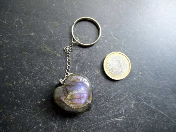 Schlüsselanhänger, Taschenanhänger, Labradorit, Metall, Edelstein, Taschenanhänger, Herz