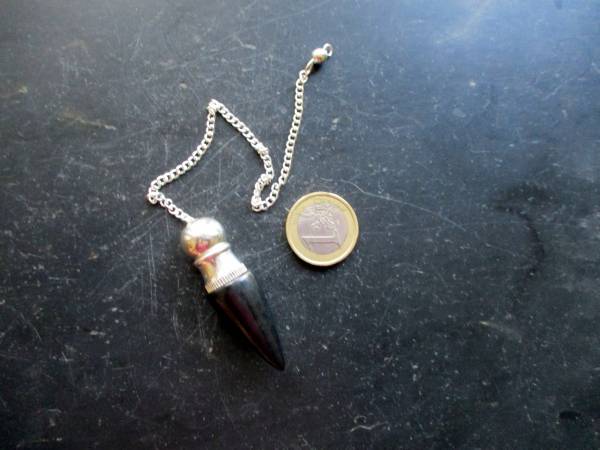 Pendel, Spitzpendel, Schungit, Metall, schwarz, Füllpendel, Wicca, Schamane