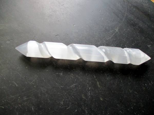 Selenit, Edelstein, Stab, Massagestab, Akkupunktur, Reiki, Griffel, Reflexzonen