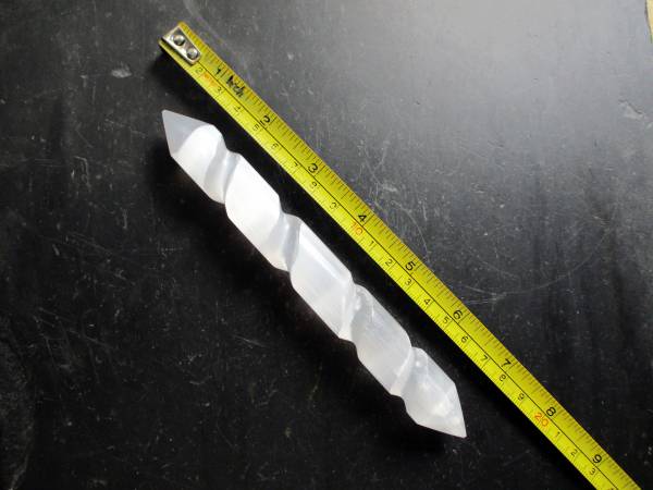 Selenit, Edelstein, Stab, Massagestab, Akkupunktur, Reiki, Griffel, Reflexzonen
