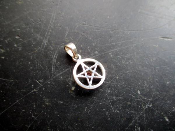 Pentagramm, klein, Anhänger, Sterlingsilber, Rubin, rot, Wicca, Schamane, Esoterik