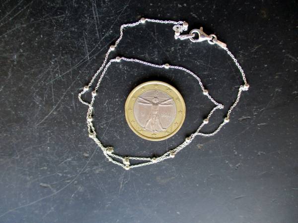 Kette, Silberkette, Sterlingsilber, zart, Kügelchen, Schmuck, 40 cm
