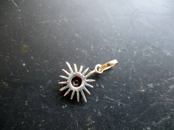Anhänger, Sonne, Sterlingsilber, Granat. rot, facettiert , Schmuck, Frauen, Mädchen