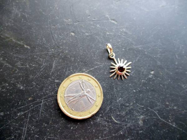 Anhänger, Sonne, Sterlingsilber, Granat. rot, facettiert , Schmuck, Frauen, Mädchen