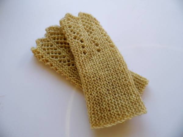 Armstulpen, Stulpen, Pulswärmer, Wolle, Spitze, elegant, gestrickt, beige