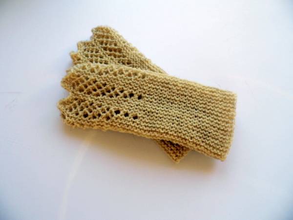 Armstulpen, Stulpen, Pulswärmer, Wolle, Spitze, elegant, gestrickt, beige