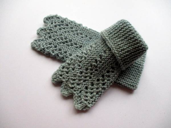 Stulpen, Pulswärmer, Armstulpen, Wolle (Alpaka), Strick, Spitze, helblau