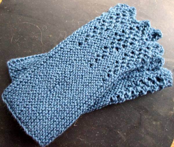 Stulpen, Pulswärmer, Armstulpen, blau, Wolle, gestrickt, Spitze