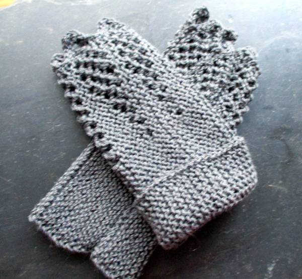 Armstulpen, Pulswärmer, Wolle, Spitze, grau, Strick, Stulpen